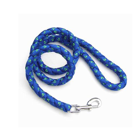 Braided dog leash with fluorescent paw